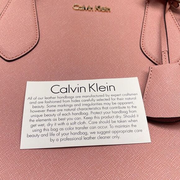 Calvin Klein Crossbody Pink and White Bag Saffiano Leather Minimalist Dome Purse - Picture 12 of 12